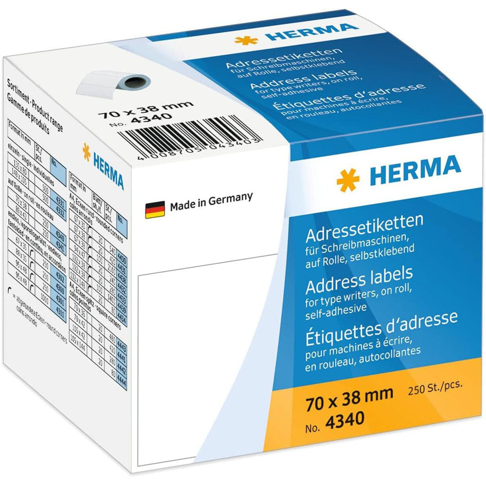 Herma Adressetikett Roll White