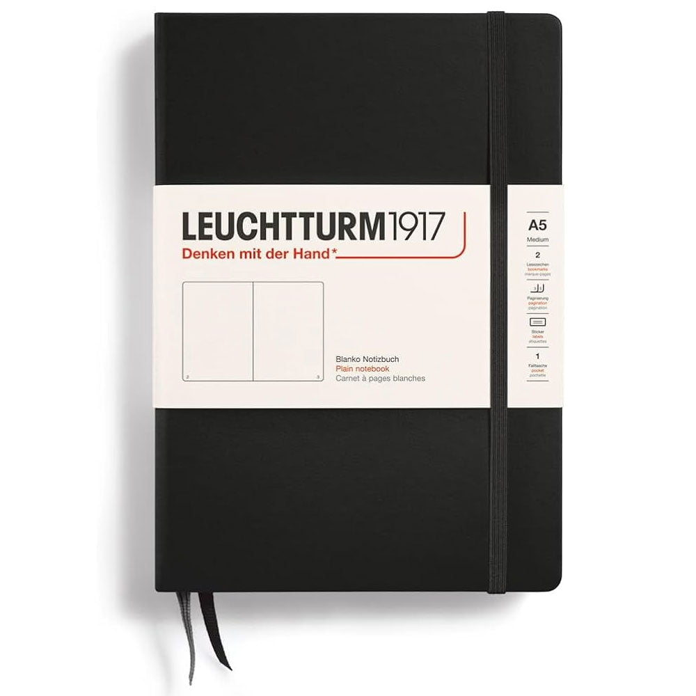 Leuchtturm Leather A5 Notebook 251pg (svart)