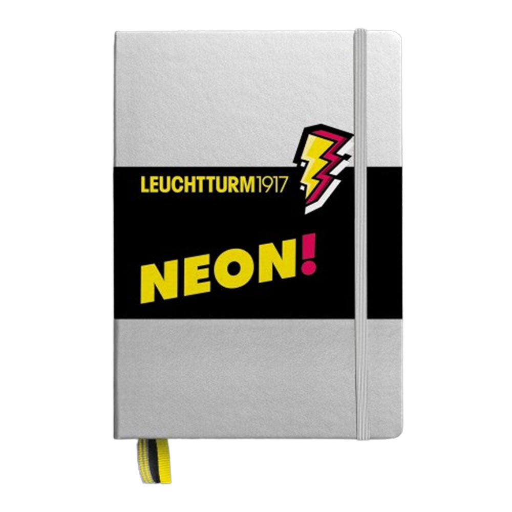 Leuchtturm HC sølv og neon prikket A5 -notebook