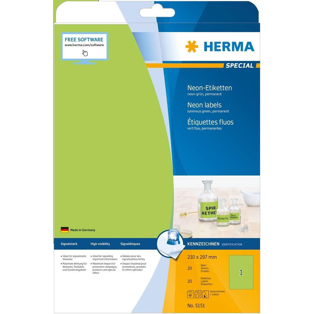 Herma lysende neonmærker A4 20pc (210x297mm)