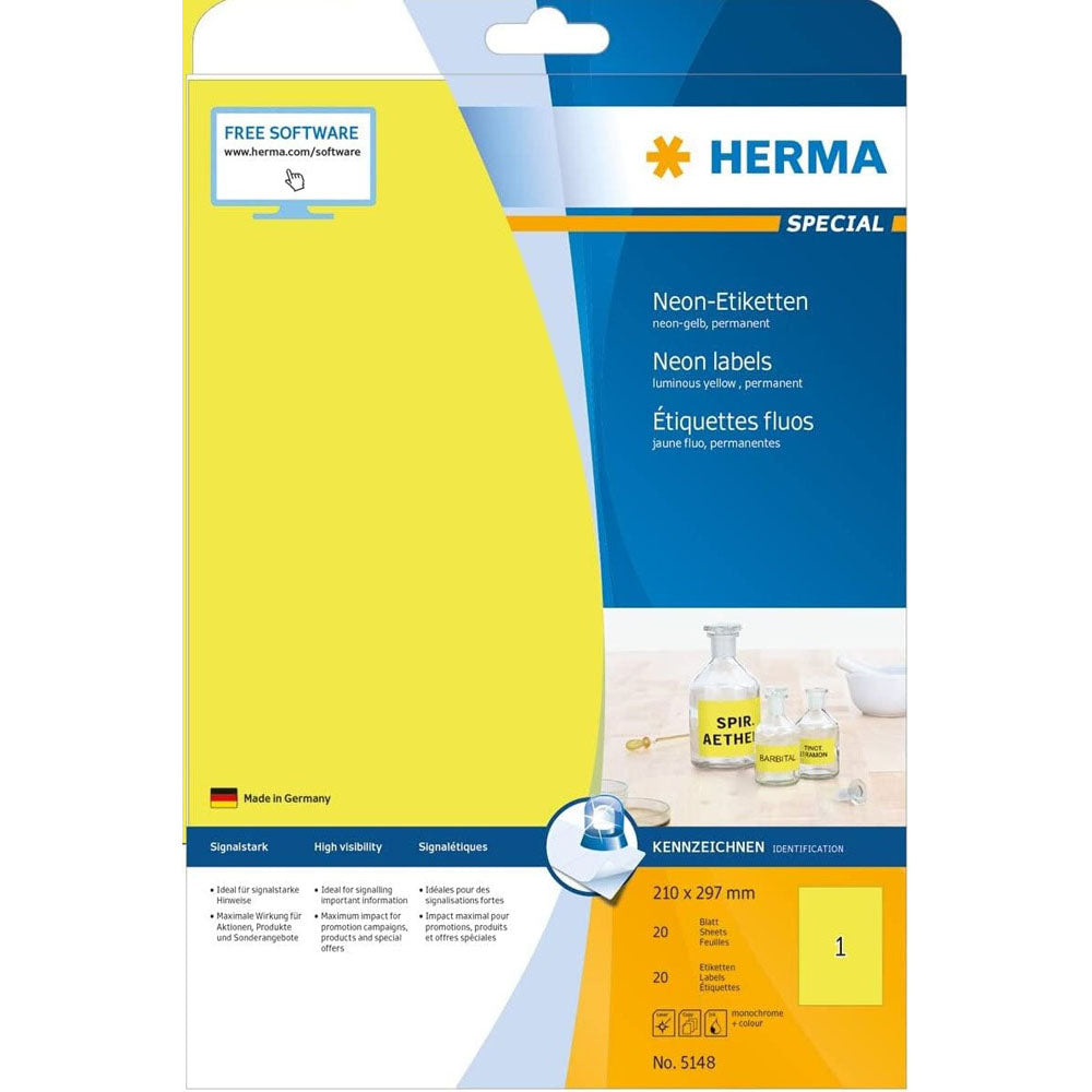 Herma Luminous neonetiketter A4 20 st (210x297mm)