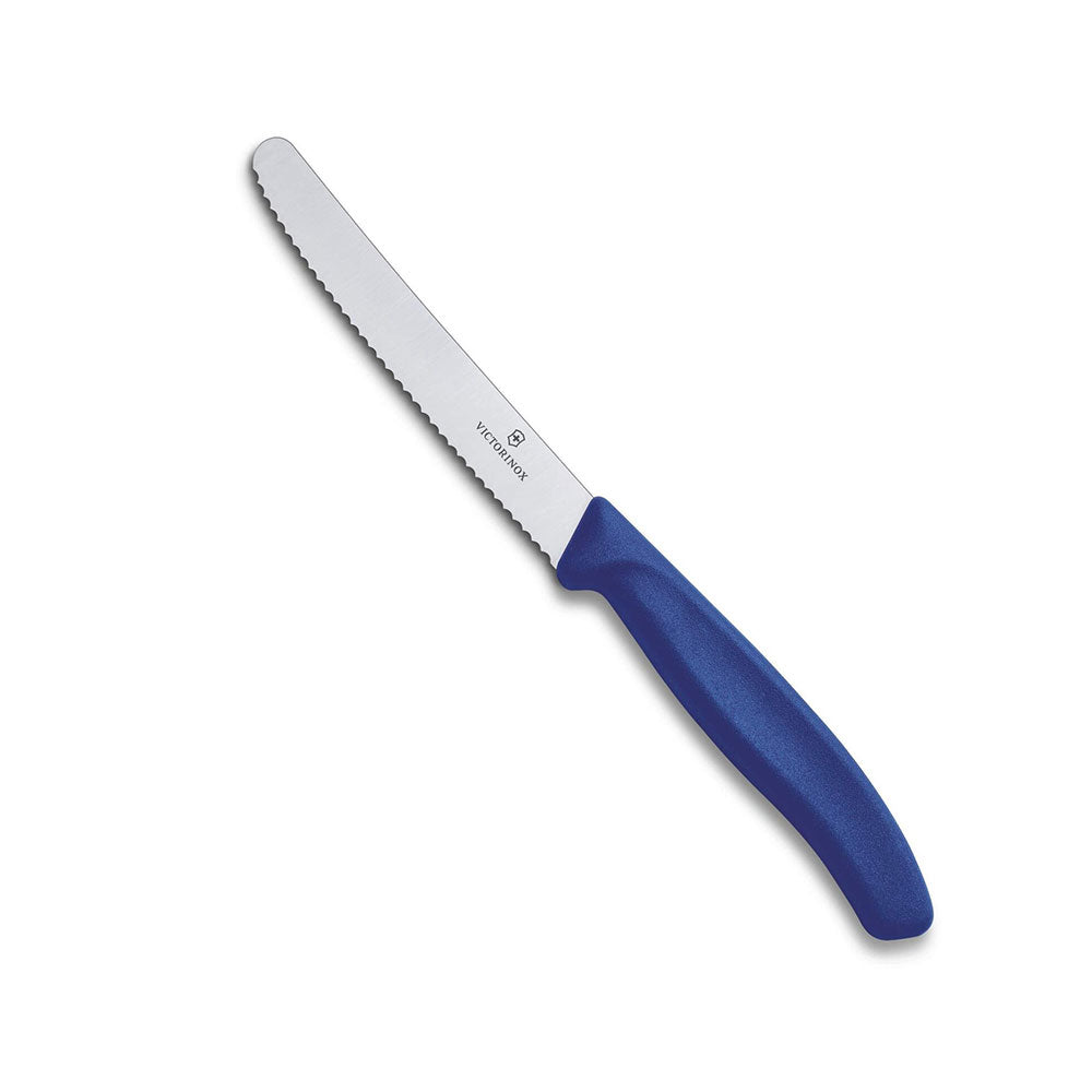 Klassisk rund spids Serrated Steak & Tomato Knife (blå)