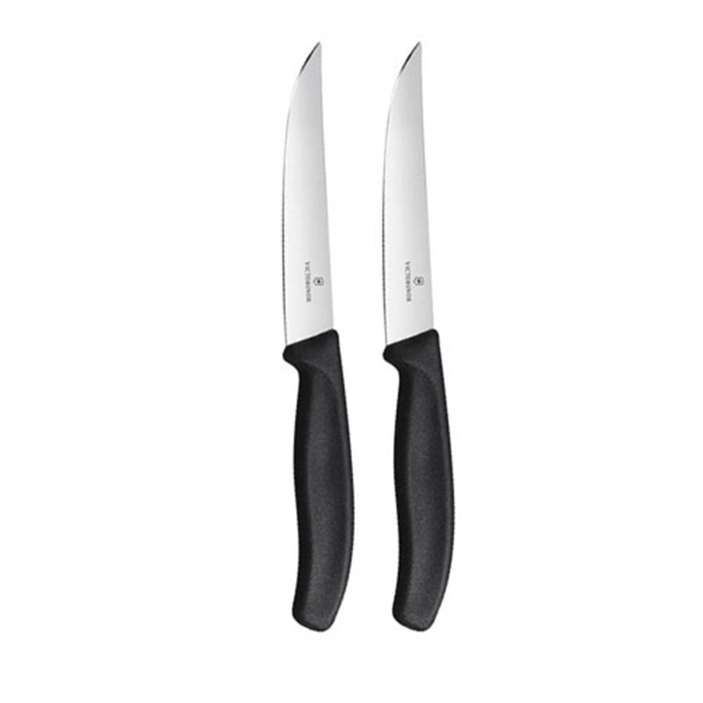 Cuchilla ancha de bistec de borde recto 12 cm (negro)