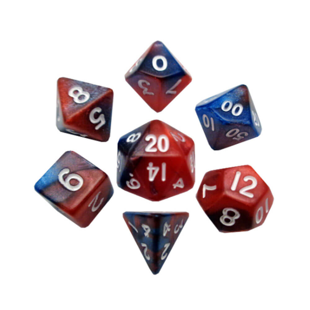 MDG Mini Poly Dice Set (w/ biały nr)