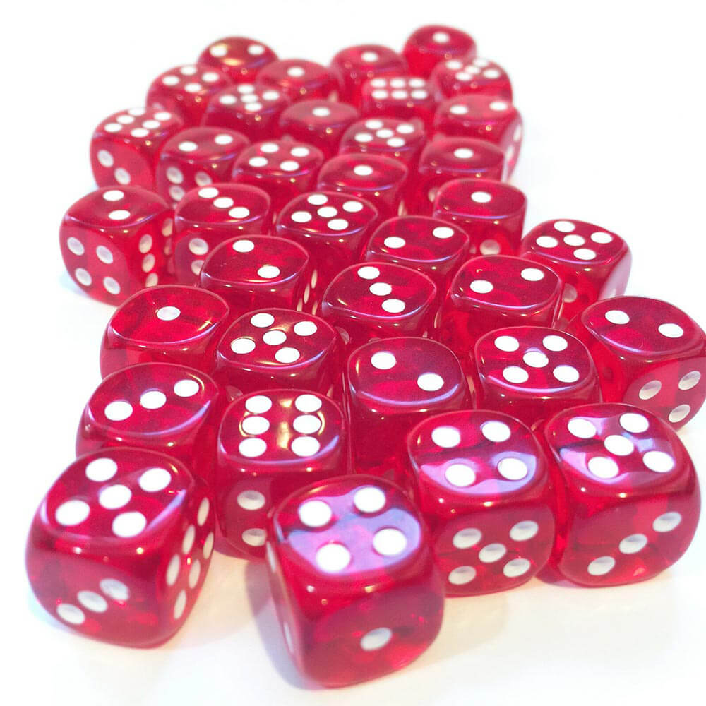 D6 DICE TRANSLUCENT 12MM (36 DICE)