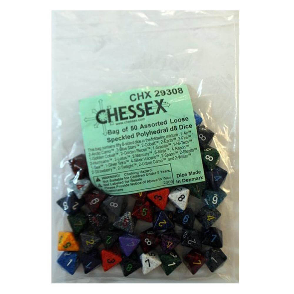 D8 Dice Assorted Loose Polyhedral (50 Dice)