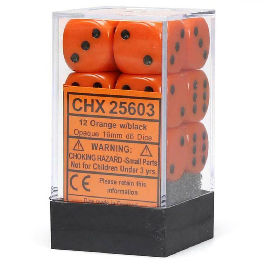 D6 DICE OPAQUE 16mm (12 dados)