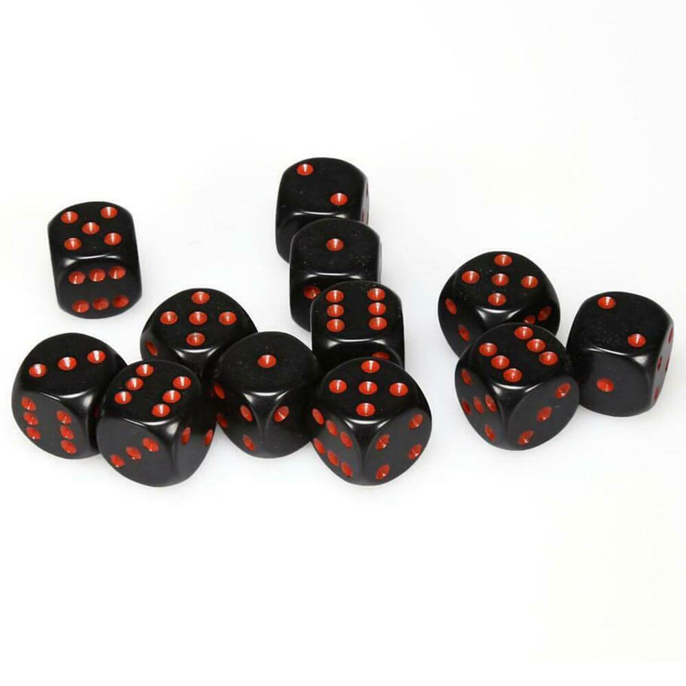 D6 Dice Opaque 16 mm (12 dés)