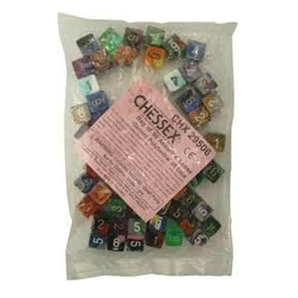 D6 DICE Assorteret Loose Polyhedral (50 terninger)