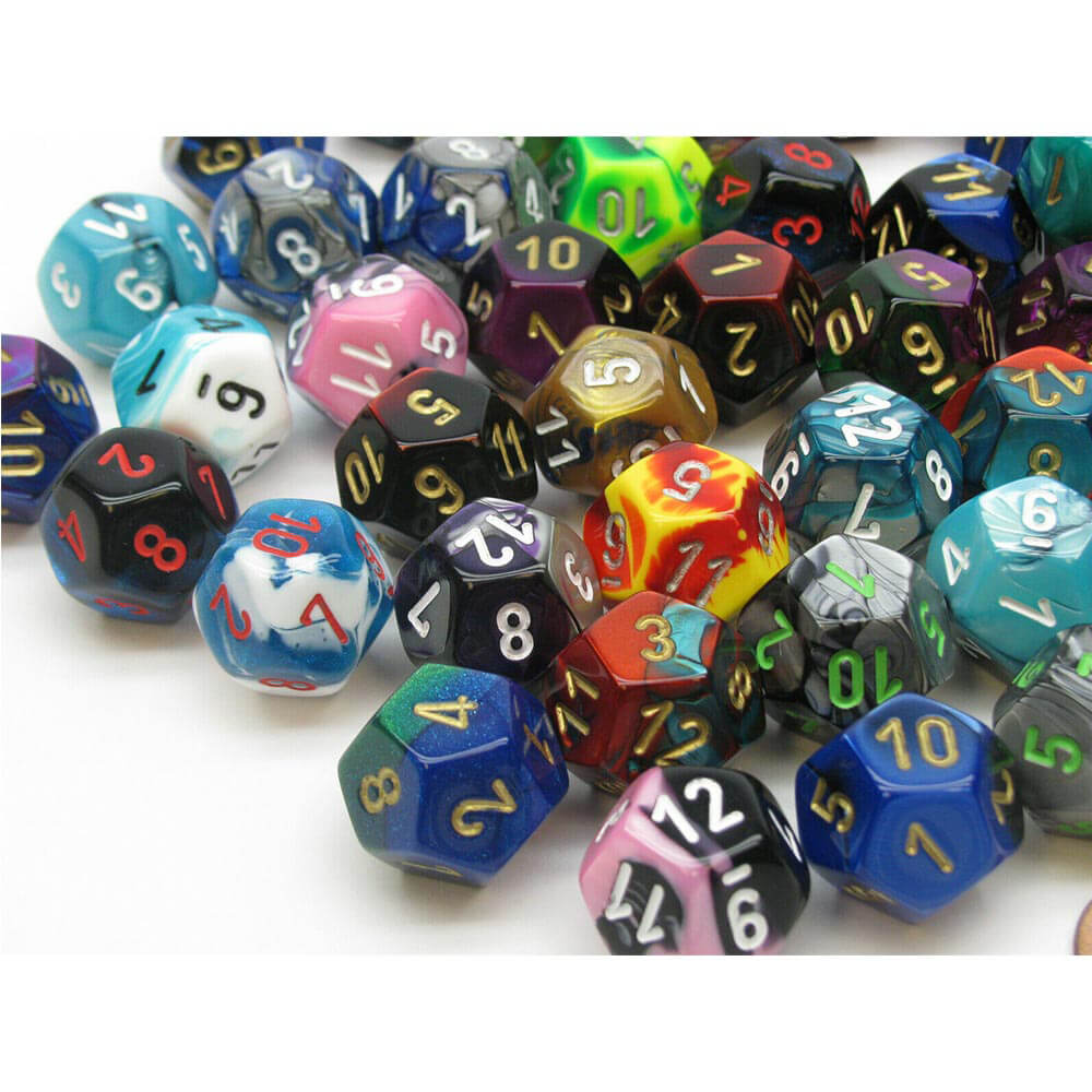 D12 DICE BORDED LOOK POLYHEDRAL (50 DICE)