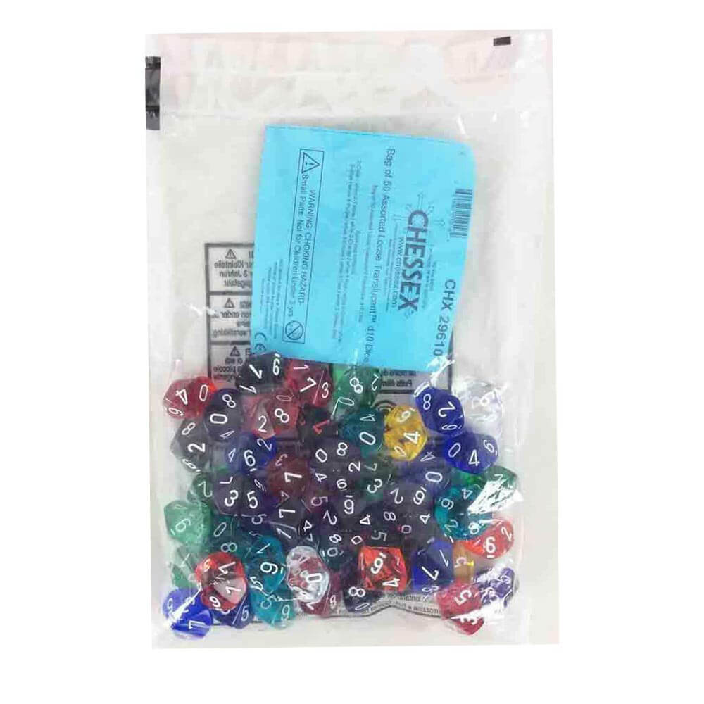 D10 DICE BORDED LOOK POLYHEDRAL (50 DICE)