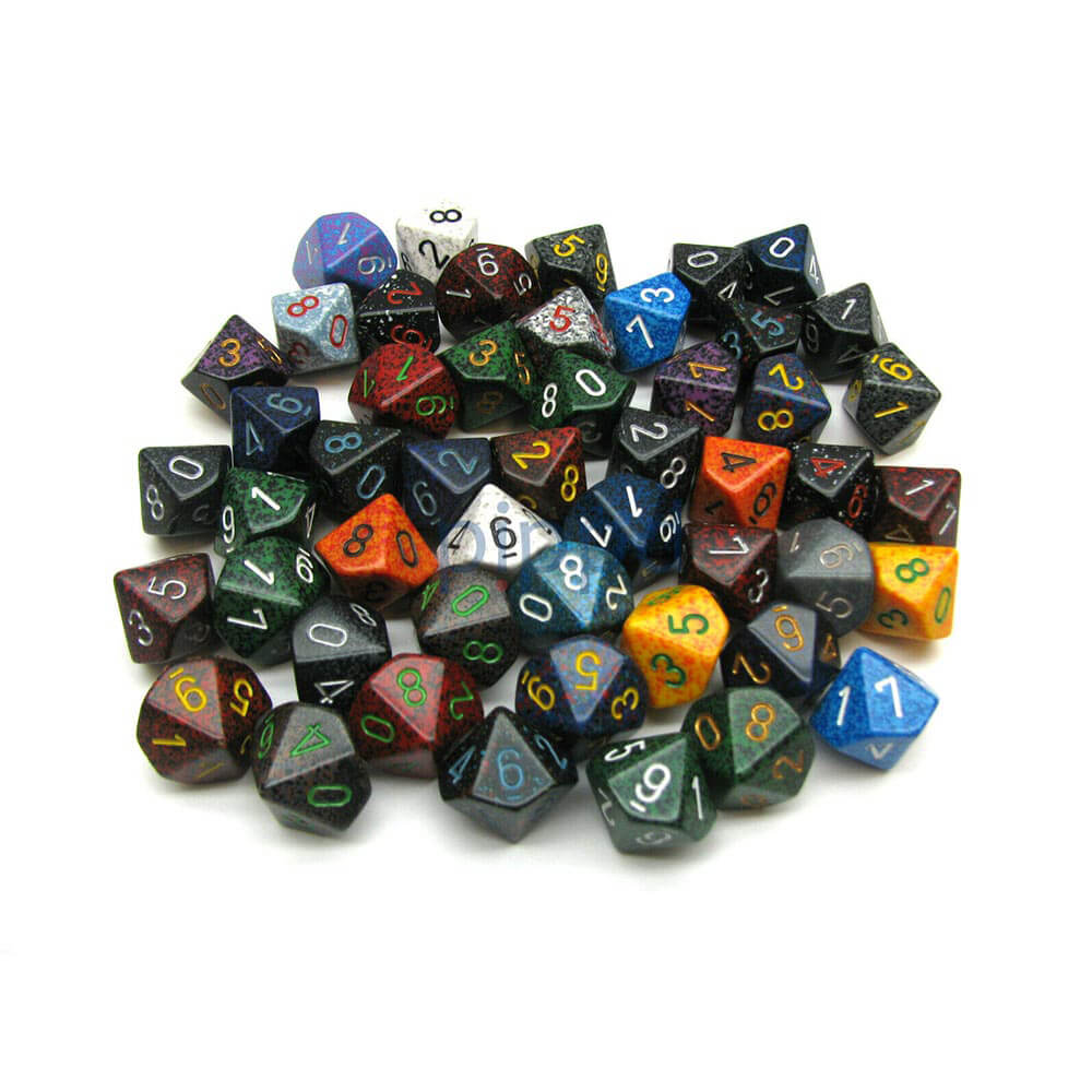 D10 DICE Assorteret Loose Polyhedral (50 terninger)