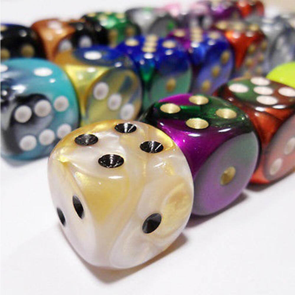 D6 DICE BORDED LOOST 16MM (50 DICE)