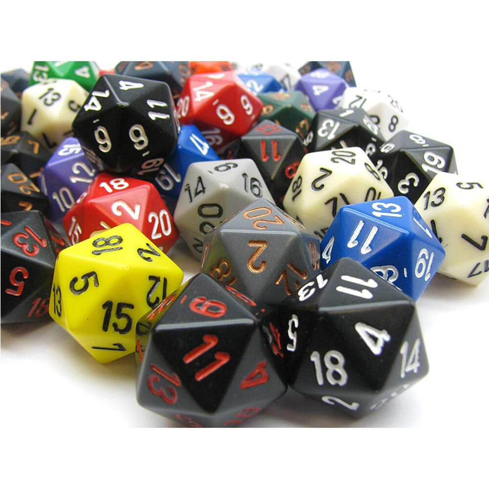 D20ダイスが緩んだ多面体の品揃え（50個のサイコロ）