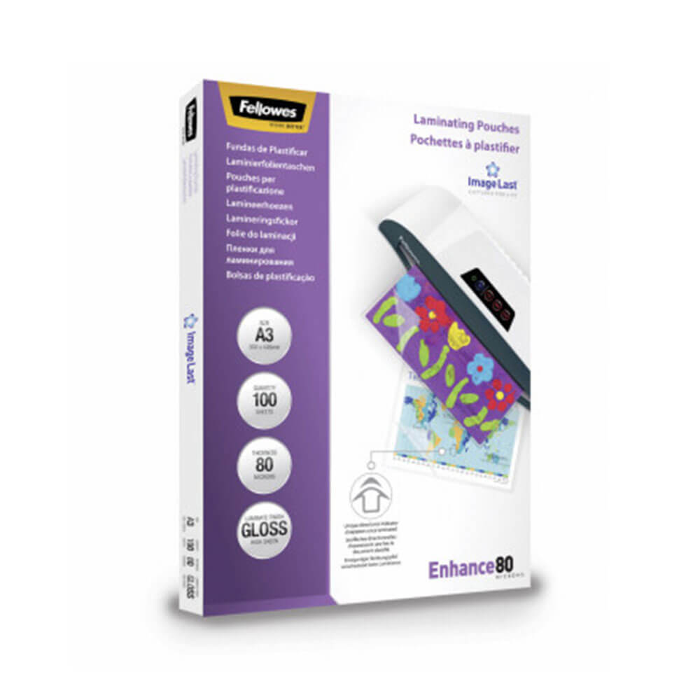 Fellowes laminerande påsar 80 Micron Gloss 100pk