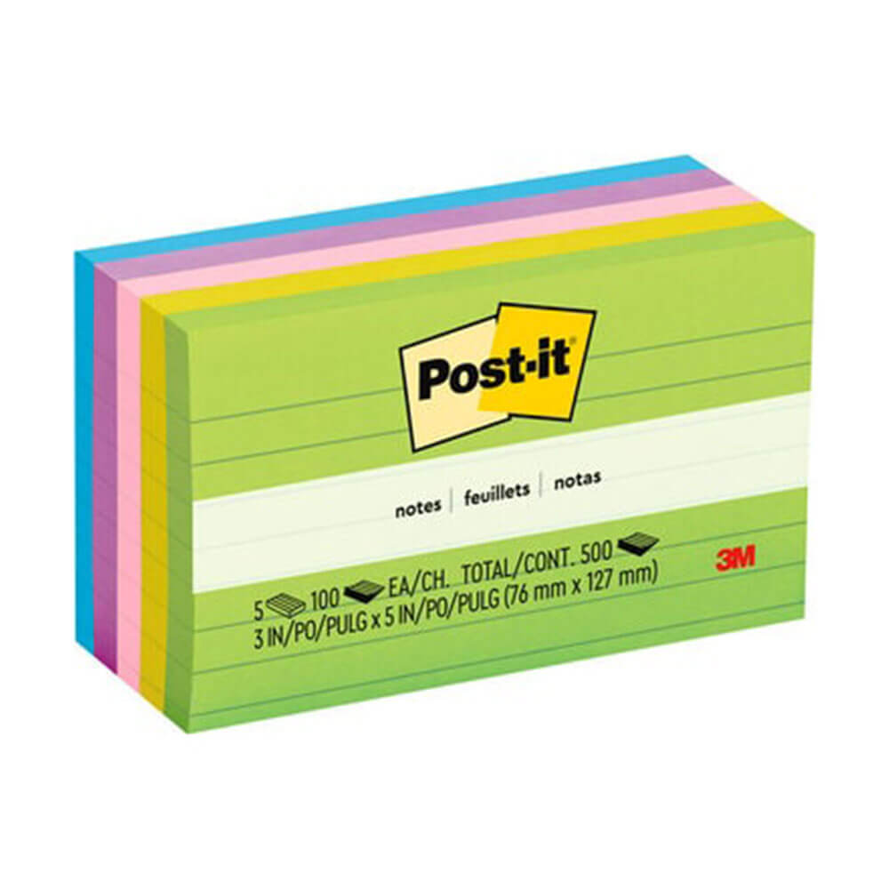 Post-it-anteckningar fodrade diverse 73x123mm (5pk)