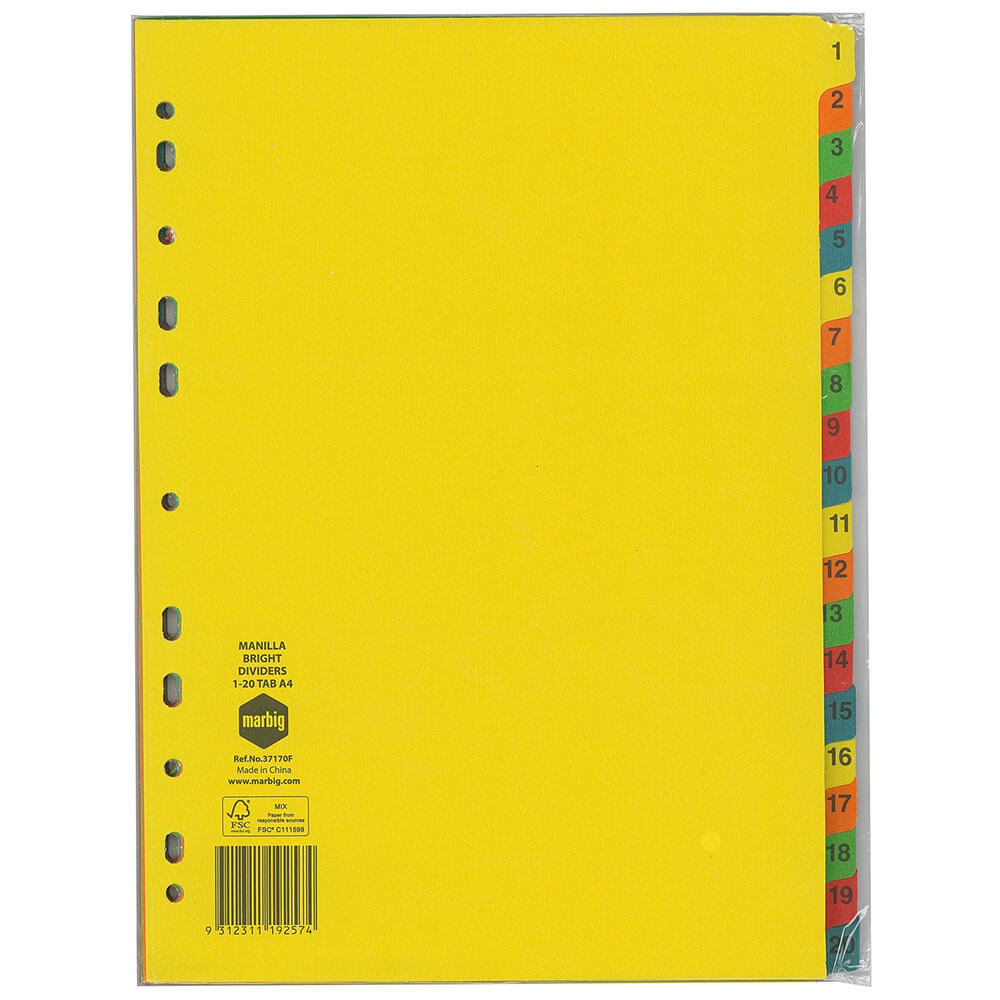 Marbig Manilla Bright Dividers（A4）