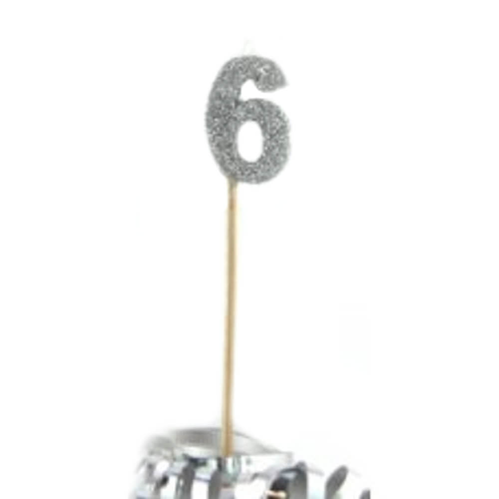 Alpen Glitter Long Stick Candle (Silver)