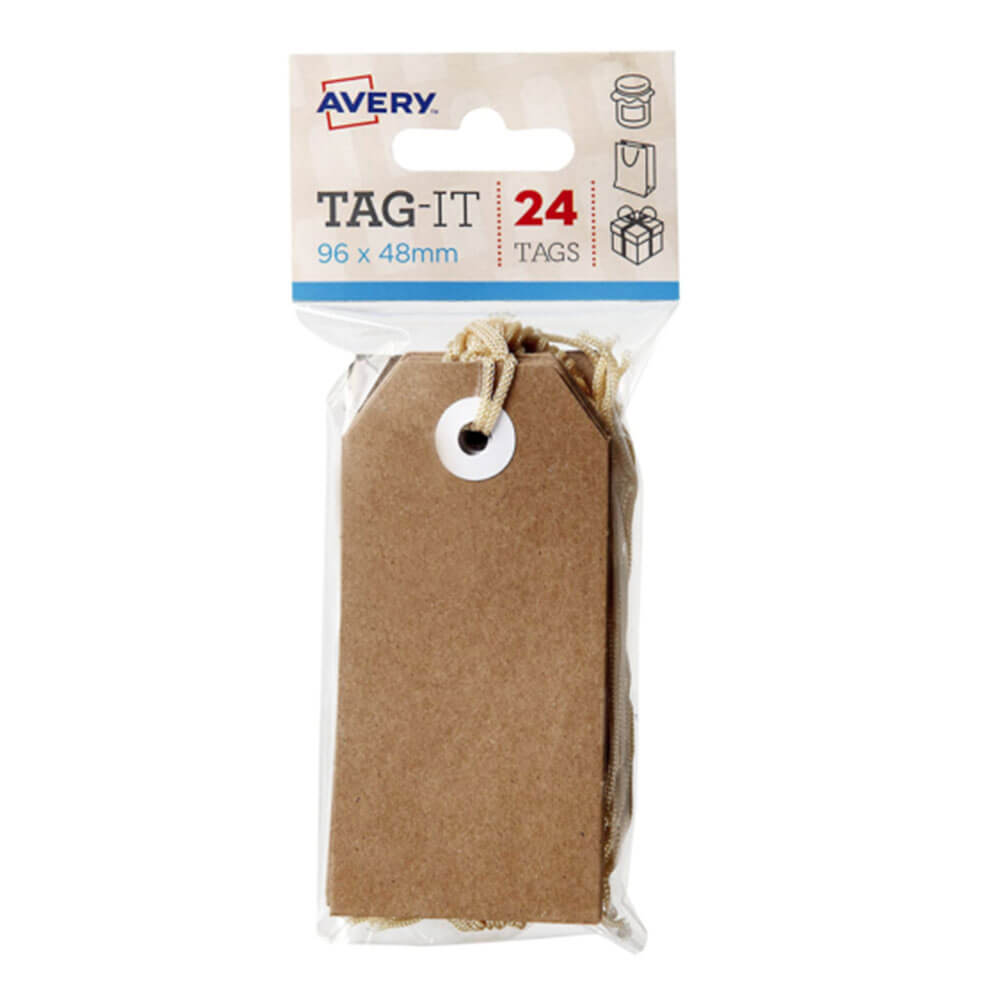 Avery -taggar med String 24pk (96x48mm)