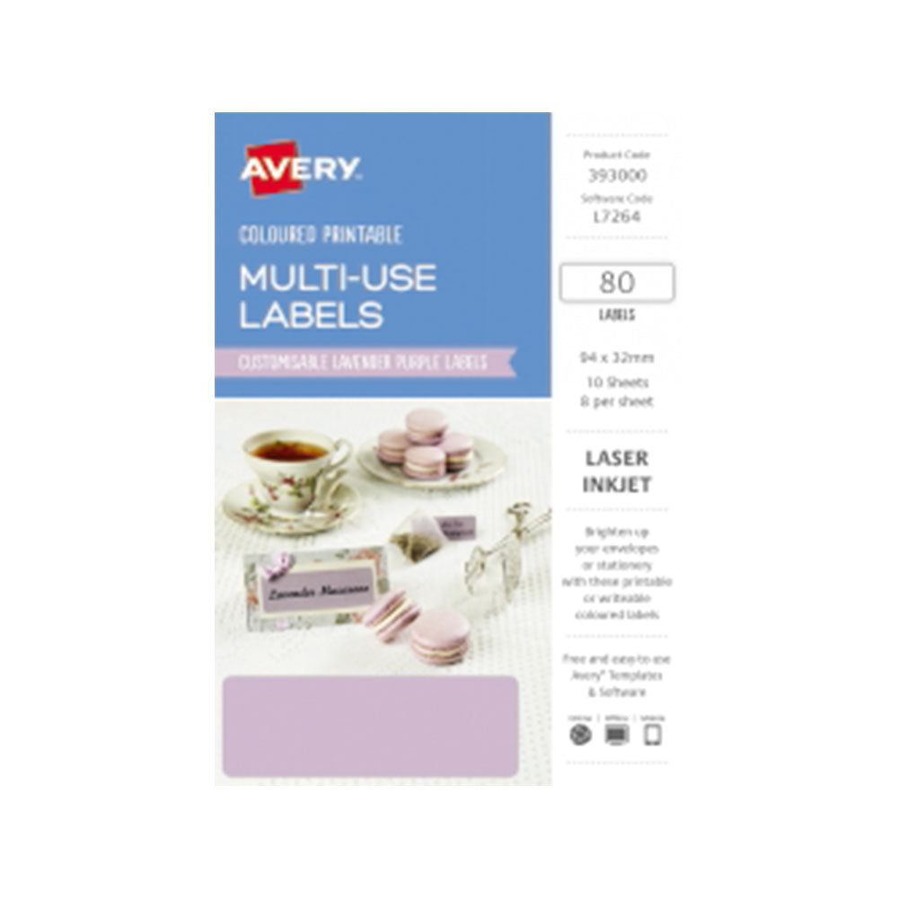 Avery rektangulær laseretikett 80pcs (94x32mm)