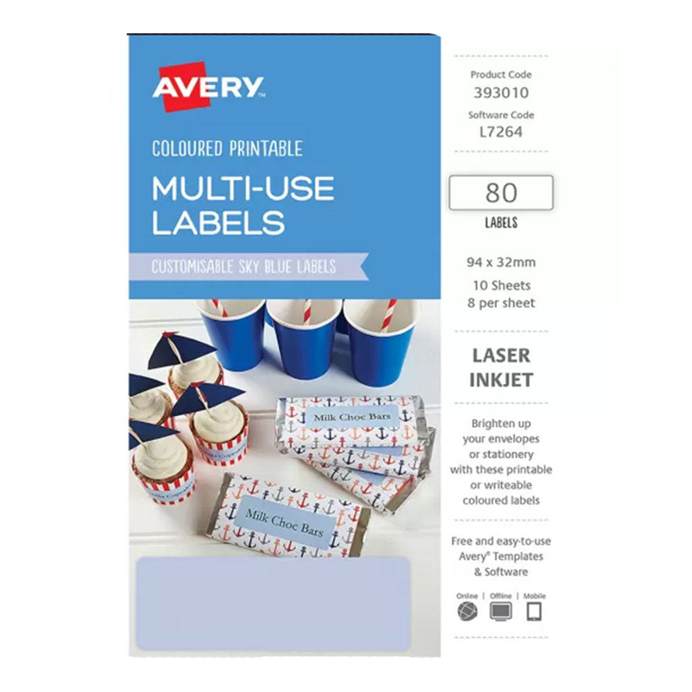 Étiquette laser rectangulaire Avery 80pcs (94x32 mm)