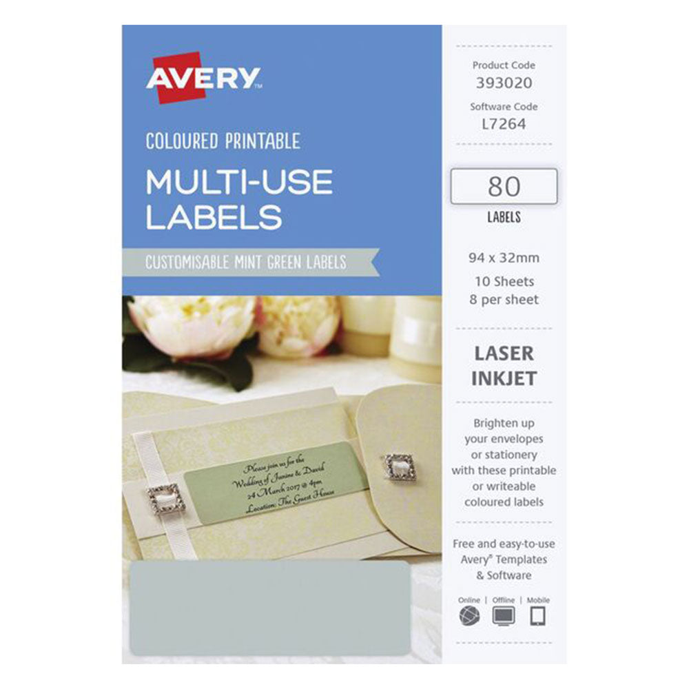 Rótulo de laser retangular Avery 80pcs (94x32mm)