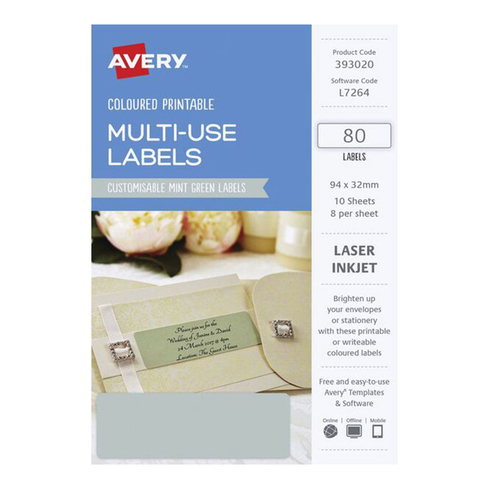 Avery rektangulær lasermærke 80stk (94x32mm)