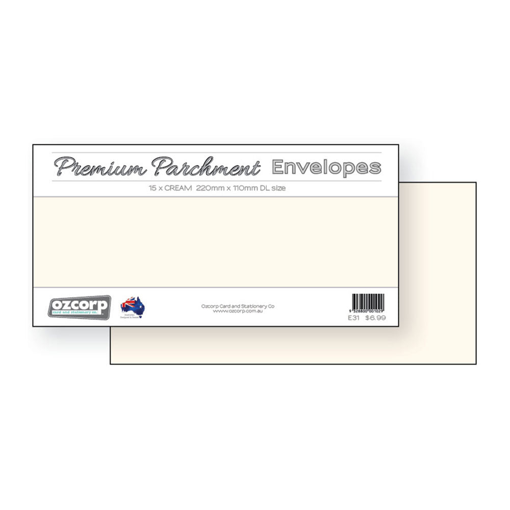 Ozcorp DL Premium perkament envelop 15pcs (22x11cm)