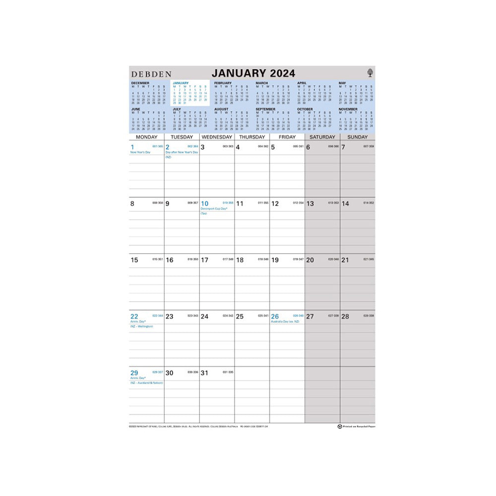 Collins Debden Wiro MTV 2024 Calendar (210x297mm)