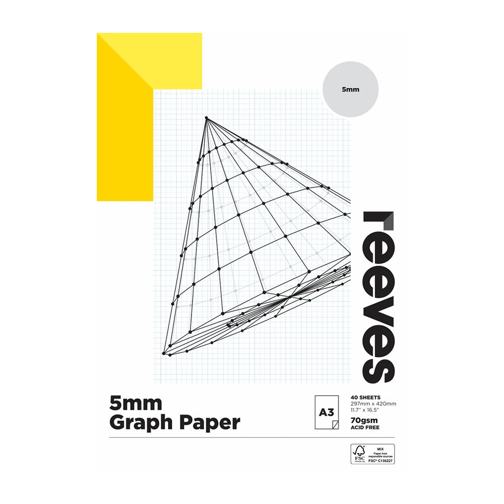 REEVES 70GSM Papel de papel de 5 mm de 5 mm (40 hojas)