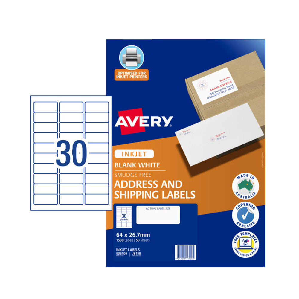 Avery Quick Peel Inkjet Affrontando l'etichetta 50pcs