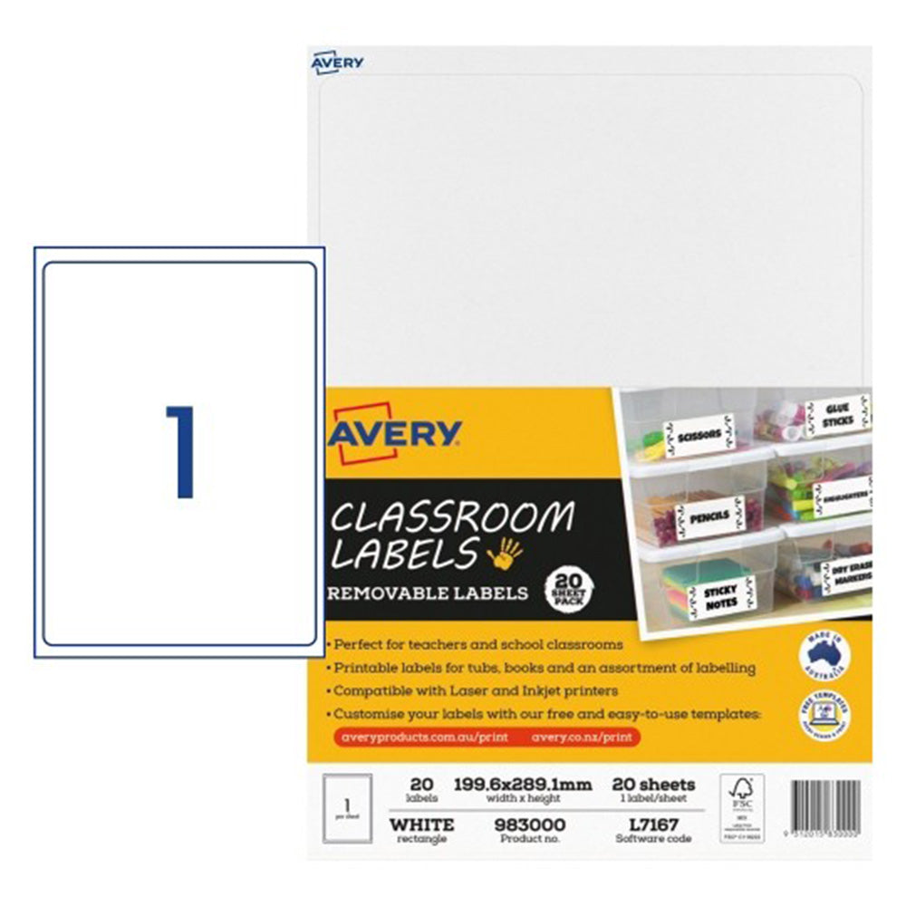 Avery Removable Classroom Label 20pcs