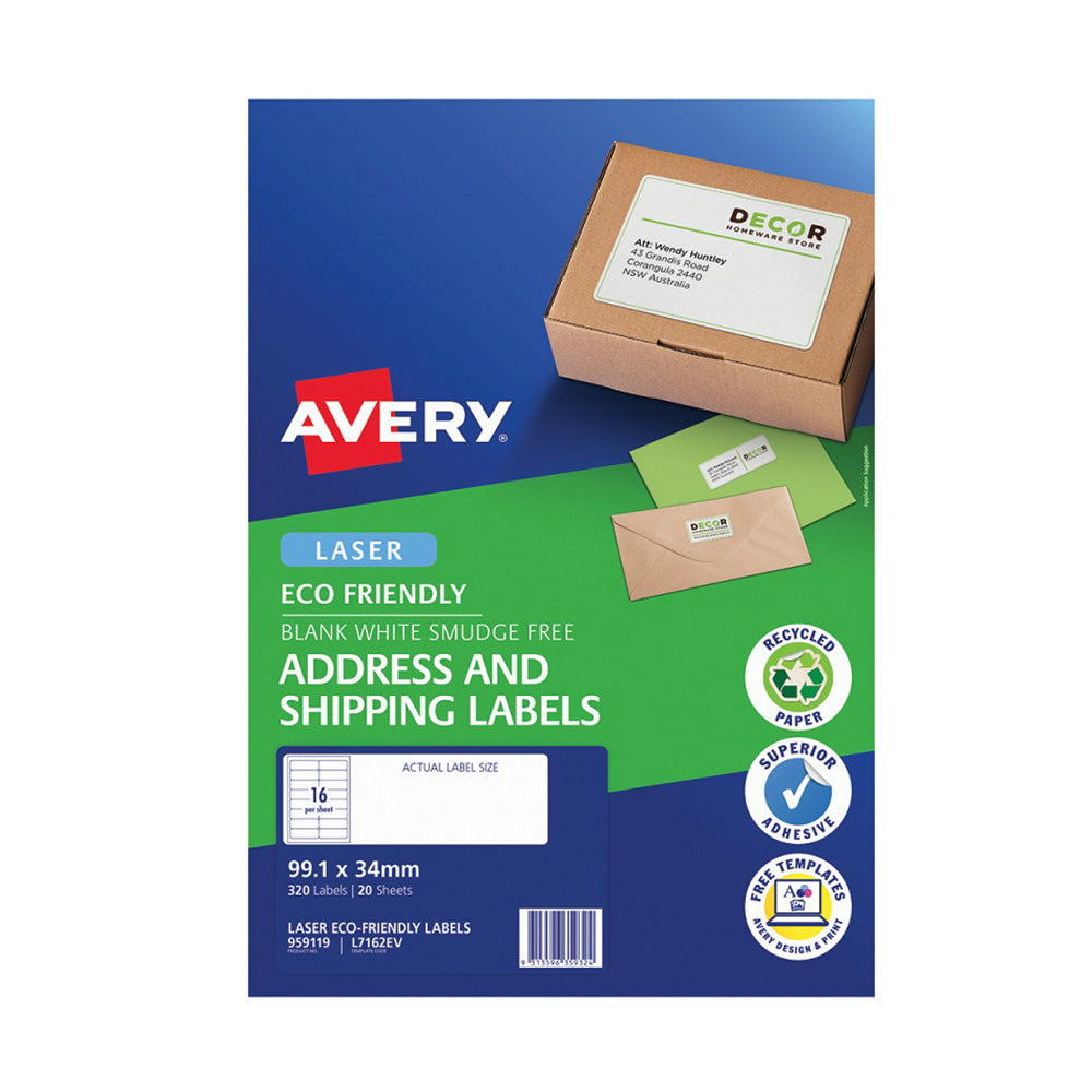 Avery Laser ECO Friendly Shipping Etichetta 20pcs