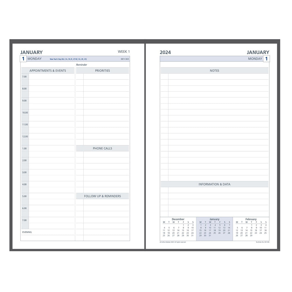 Collins Debden 7 Ring 2024 RIMAZIONE DEL PILTERNO CALENDAGGIO