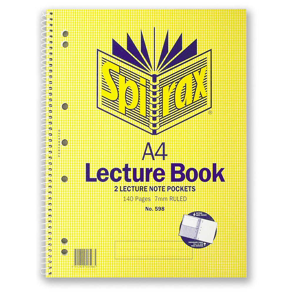 Spirax 598 Lecture Notebook with Pocket 140pg (Pack of 10)