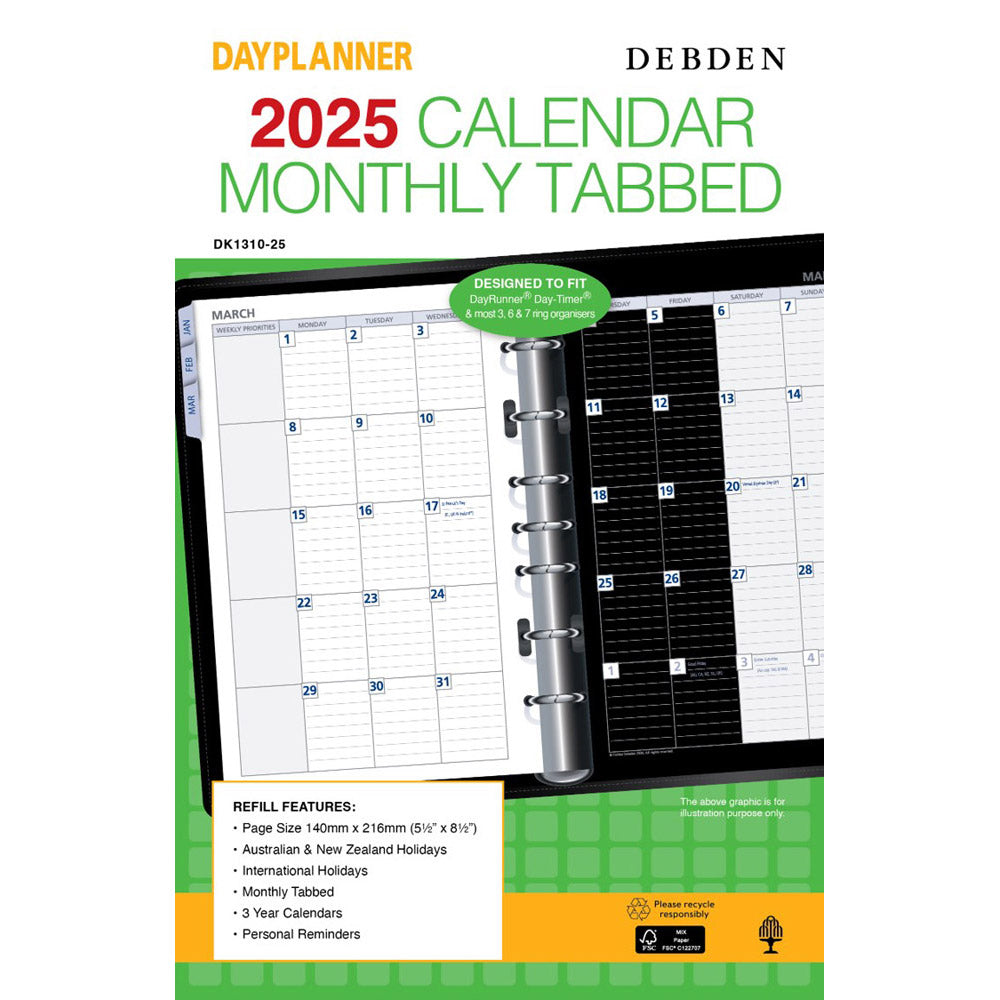 Debden 7-Ring MTV 2025 DayPlanner Refill