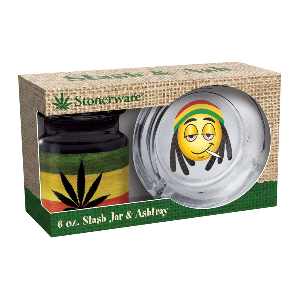 Stonerware Rasta Flag Leaf Emoji Stash & Ash Combo