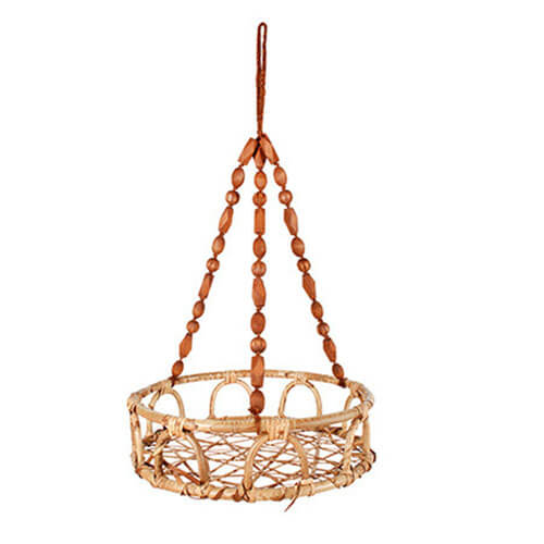 Luna Rattan and Bead Hanging Basket Pot