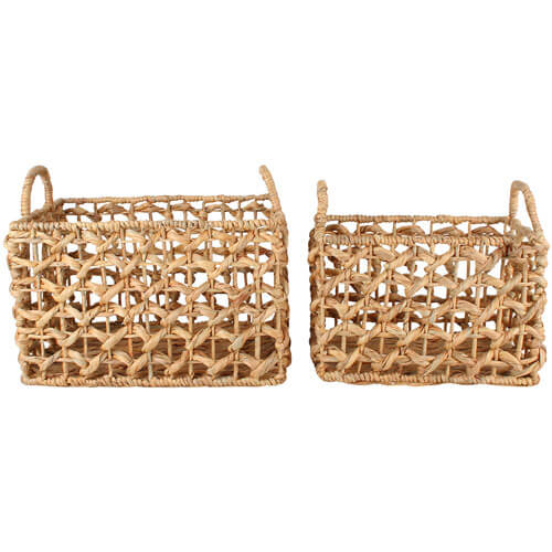 Haff Water Hyacinth Baskets Set of 2 (Large 40x30x25cm)