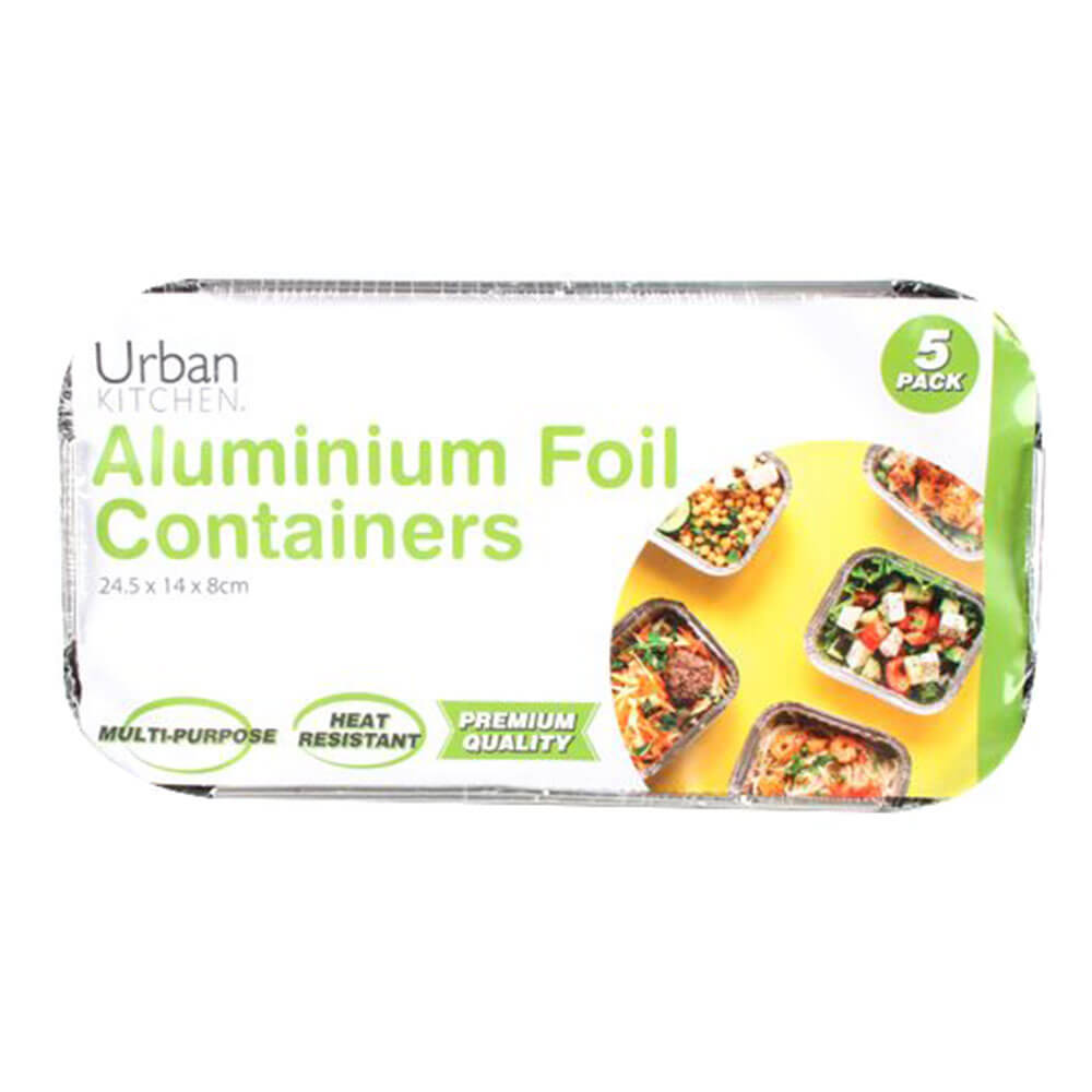 Rectangular Aluminum Foil Containers 5pk (24.5x14x8cm)