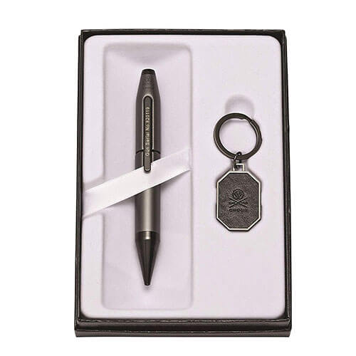 Liberty Gunmetal Grey Rollerball Pen & Key Ring Set