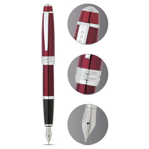 Cross Bailey Red Lacquer Fountain Pen with Medium Nib