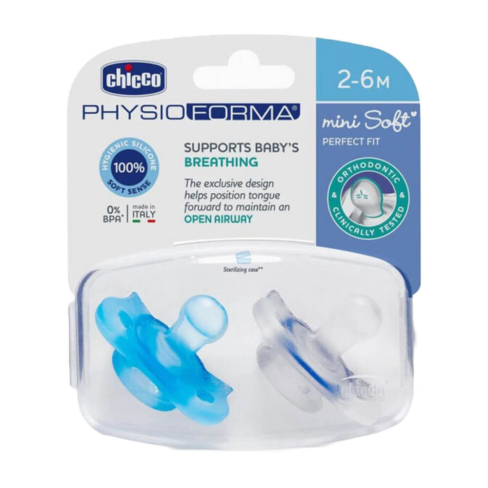 Chicco Nursing Physio Mini Soft Soother 2PCS (niebieski)