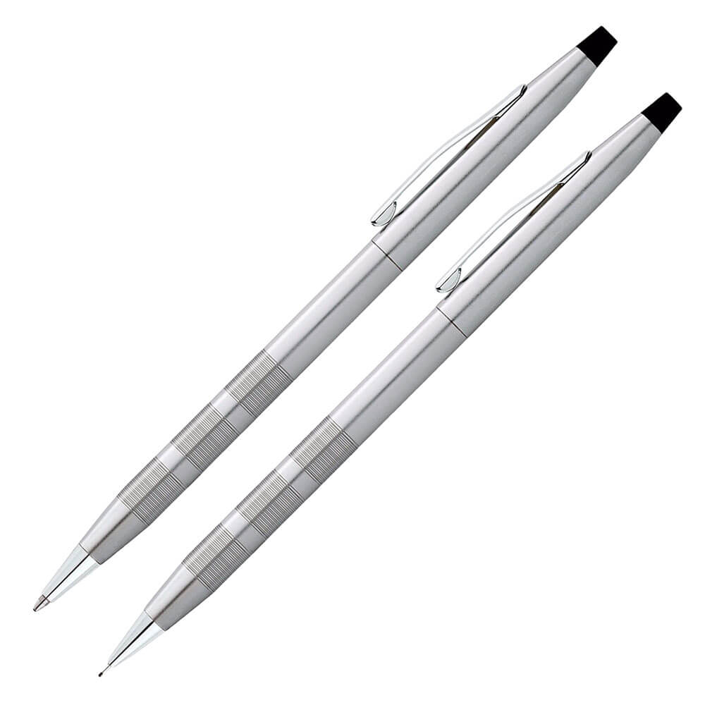 Classic Century Satin Chrome Ballpoint Pen & 0.7mm Pencil