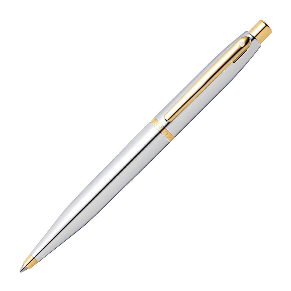 Sheaffer VFM Chrome Pen com tom de ouro