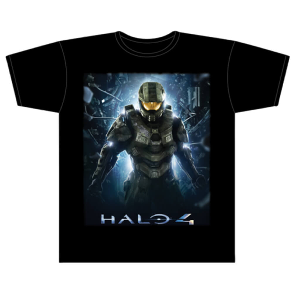 Halo4ウェイクアップジョンブラック男性Tシャツ