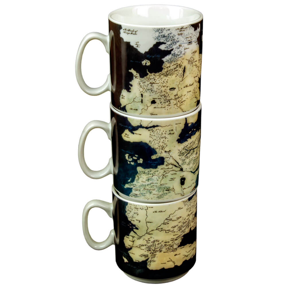 Game of Thrones Stacked Westeros Map Mug Set