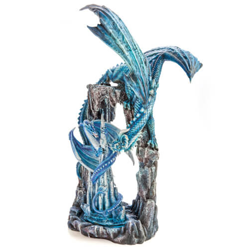 Two Blue Dragons in Icy Cave Figurine