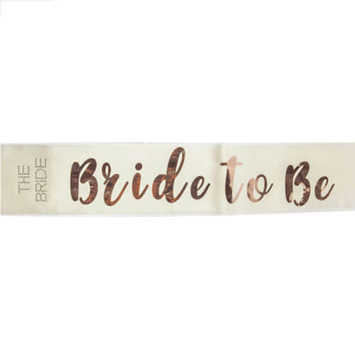 Bride to Be Rose Gold on White Sash