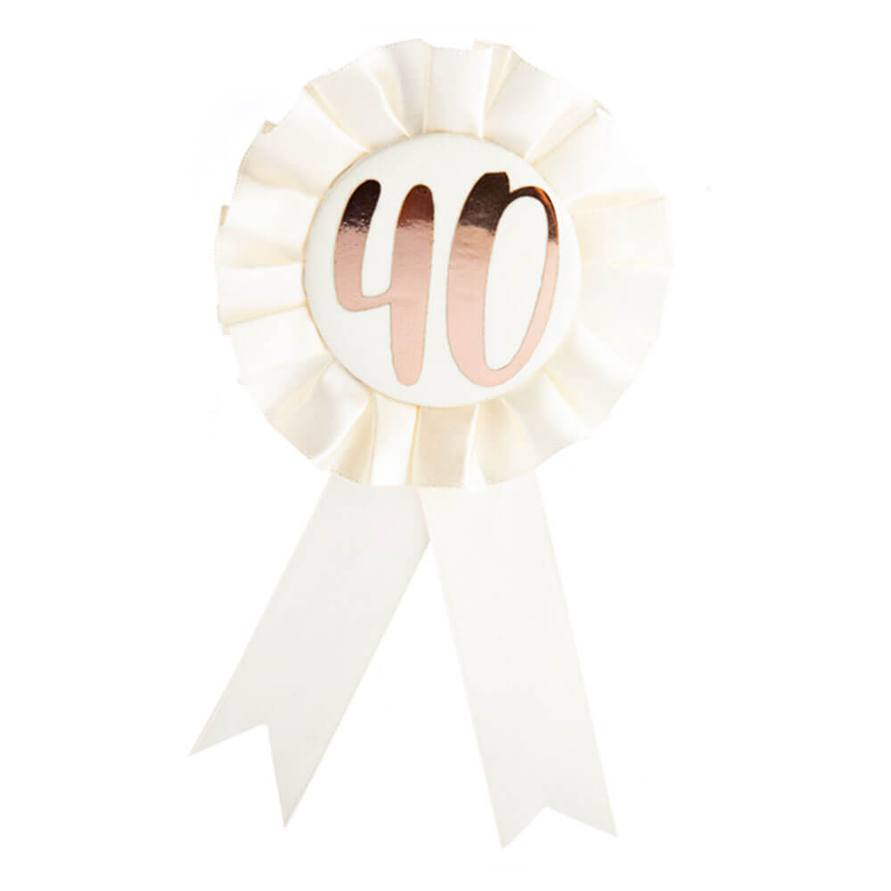 Birthday Rose Gold su White Rosette Badge